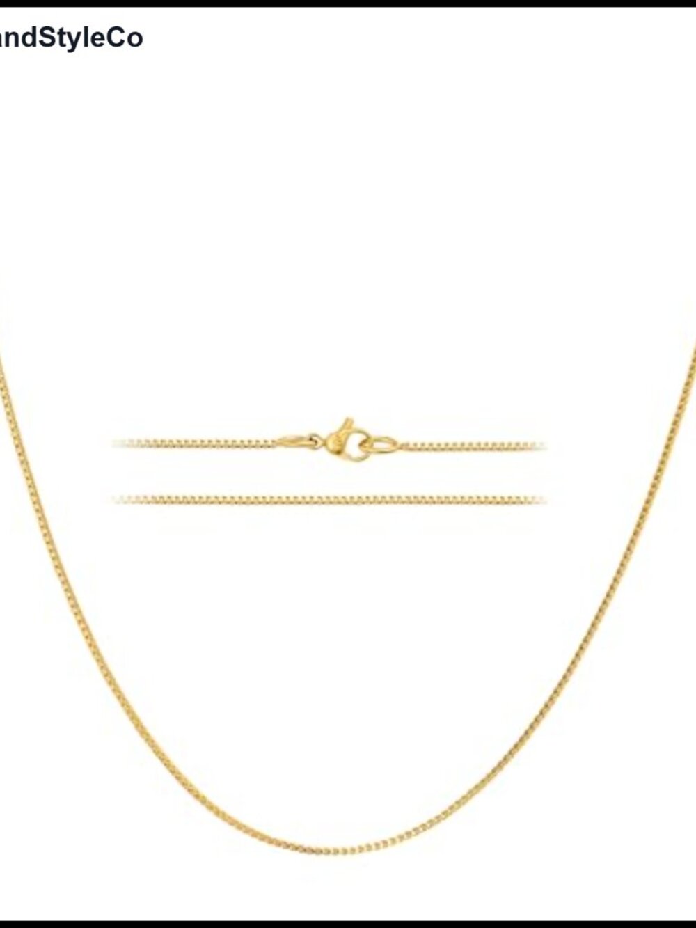 24K Gold Plated Box Chain Necklace for Women, Dainty Layering